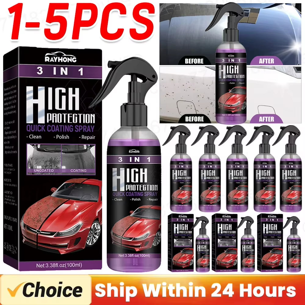 3 in 1 High Protection Quick Ceramic Coating Nano Spray Car Coating Wax Polishing Spray Plastic Refresh Fast Fine Scratch Repair