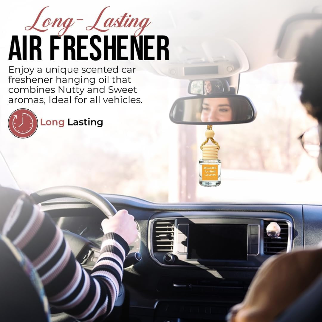 Car Air Freshener Hanging (Pack of 2) | Pistachio and Salted Caramel Car Scent | Cute Car Fragance Oil Diffuser | Car Fresheners for Women and Men | Made in USA | Buy 2+ and save 33%*