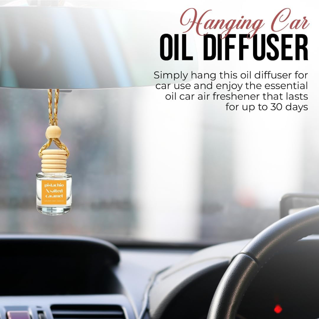 Car Air Freshener Hanging (Pack of 2) | Pistachio and Salted Caramel Car Scent | Cute Car Fragance Oil Diffuser | Car Fresheners for Women and Men | Made in USA | Buy 2+ and save 33%*