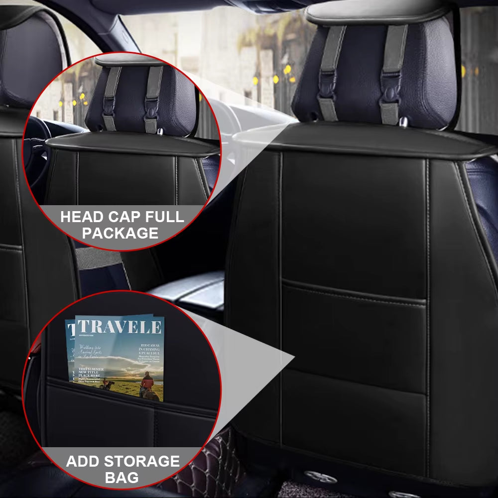 PU Leather Universal Car Seat Cover Cushion Protection Cushion Anti-Scratch Suitable for Sedan SUV Pickup Truck Seat Four Season