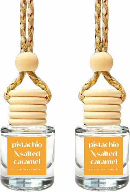 Car Air Freshener Hanging (Pack of 2) | Pistachio and Salted Caramel Car Scent | Cute Car Fragance Oil Diffuser | Car Fresheners for Women and Men | Made in USA | Buy 2+ and save 33%*