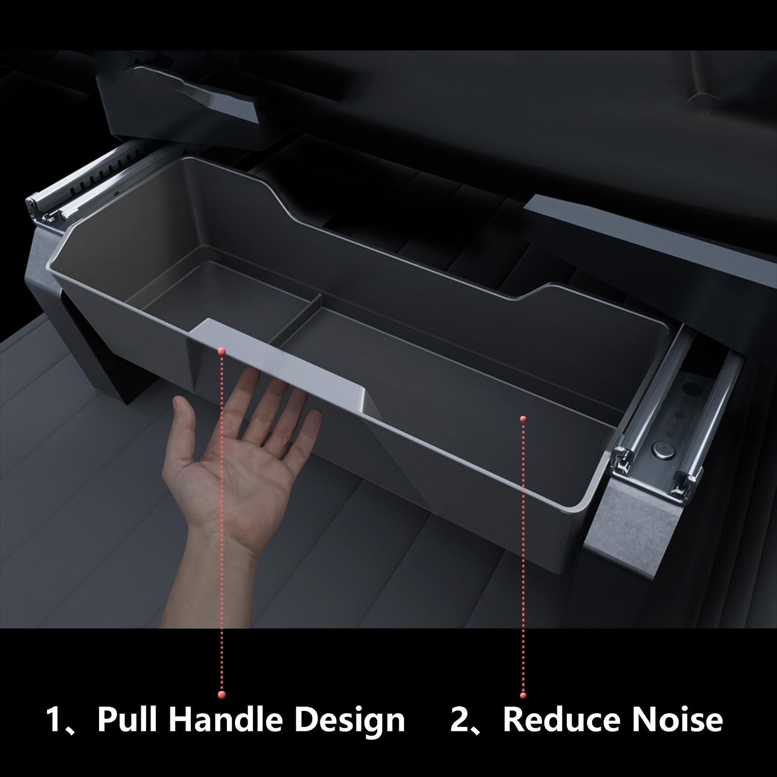 Front under Seat Storage Box for Tesla Cybertruck Accessories 2024 2025, Hidd...