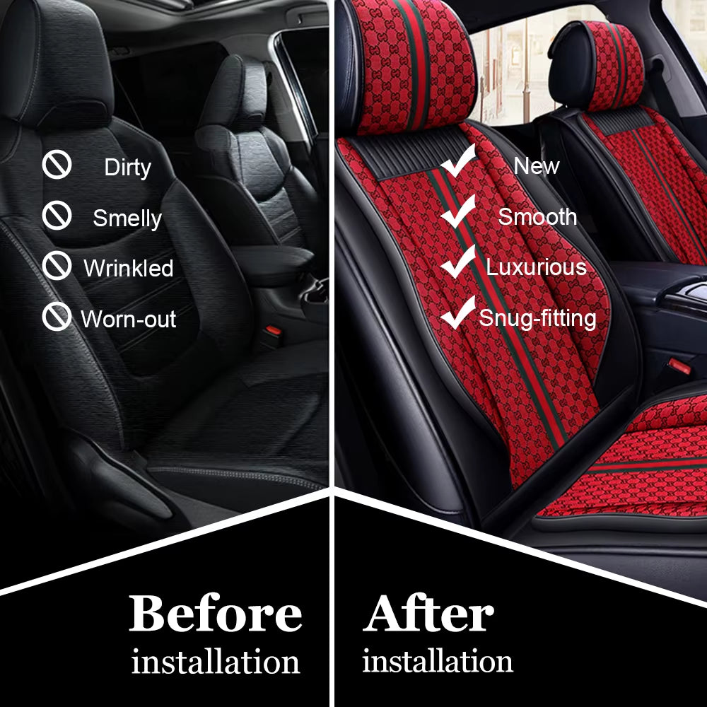 PU Leather Universal Car Seat Cover Cushion Protection Cushion Anti-Scratch Suitable for Sedan SUV Pickup Truck Seat Four Season