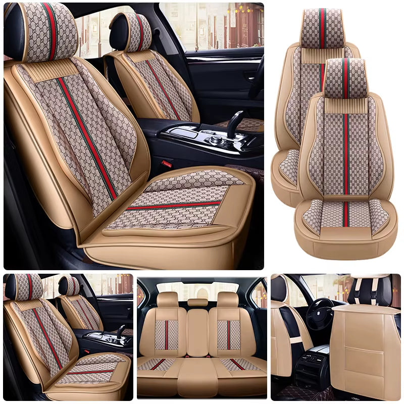 PU Leather Universal Car Seat Cover Cushion Protection Cushion Anti-Scratch Suitable for Sedan SUV Pickup Truck Seat Four Season