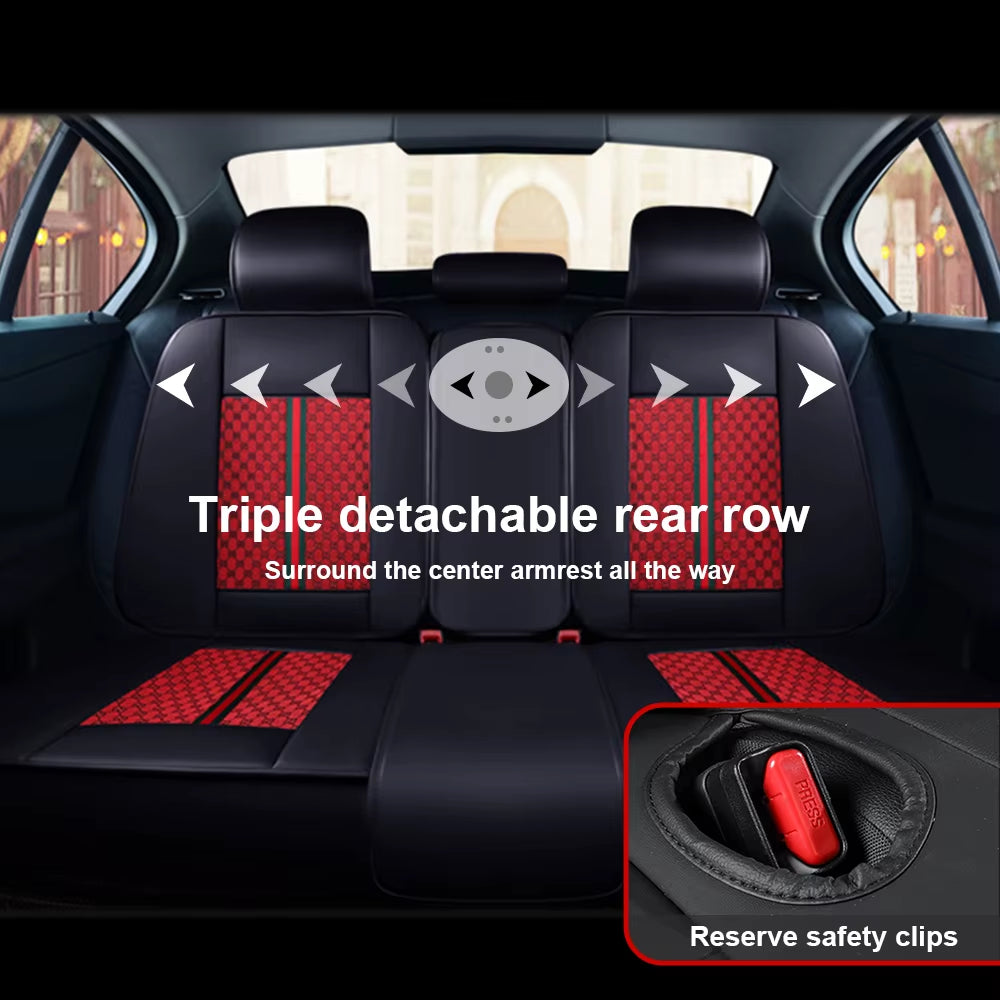 PU Leather Universal Car Seat Cover Cushion Protection Cushion Anti-Scratch Suitable for Sedan SUV Pickup Truck Seat Four Season