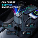 4 in 1 Car Charger with Starry Sky Spotlightretractable Car Charger with Charging Cable & 2Charging Ports, Universal Car Charger